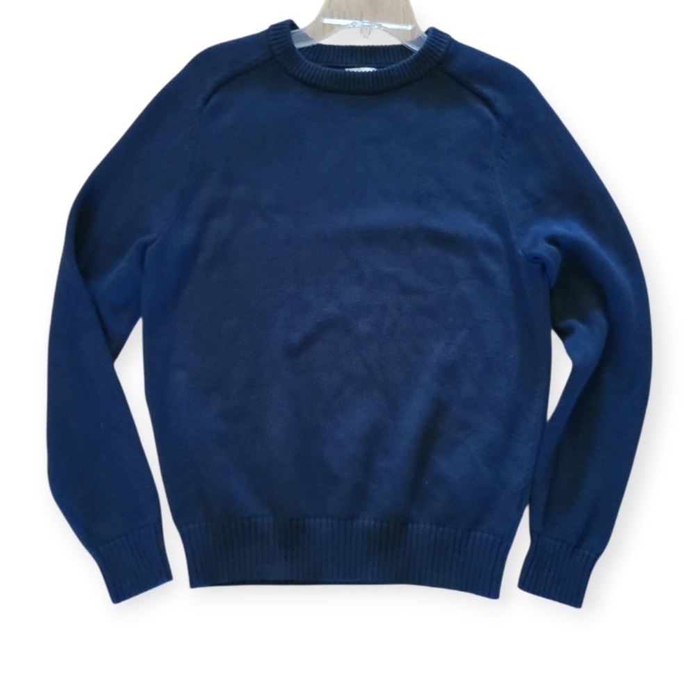 J. Crew Hand Knit Crewneck Sweater Navy Blue Fishermans 100% Cotton - Picture 16 of 17